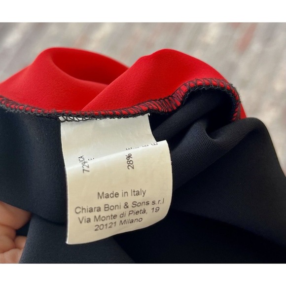La Petite Robe Chiara Boni Black Red White Colorblock Cocktail Dress Size 44 - Picture 10 of 16